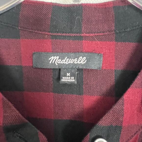 Madewell Cotton Linen Check Print Ruffle Hem Top Size Medium - Picture 2 of 11